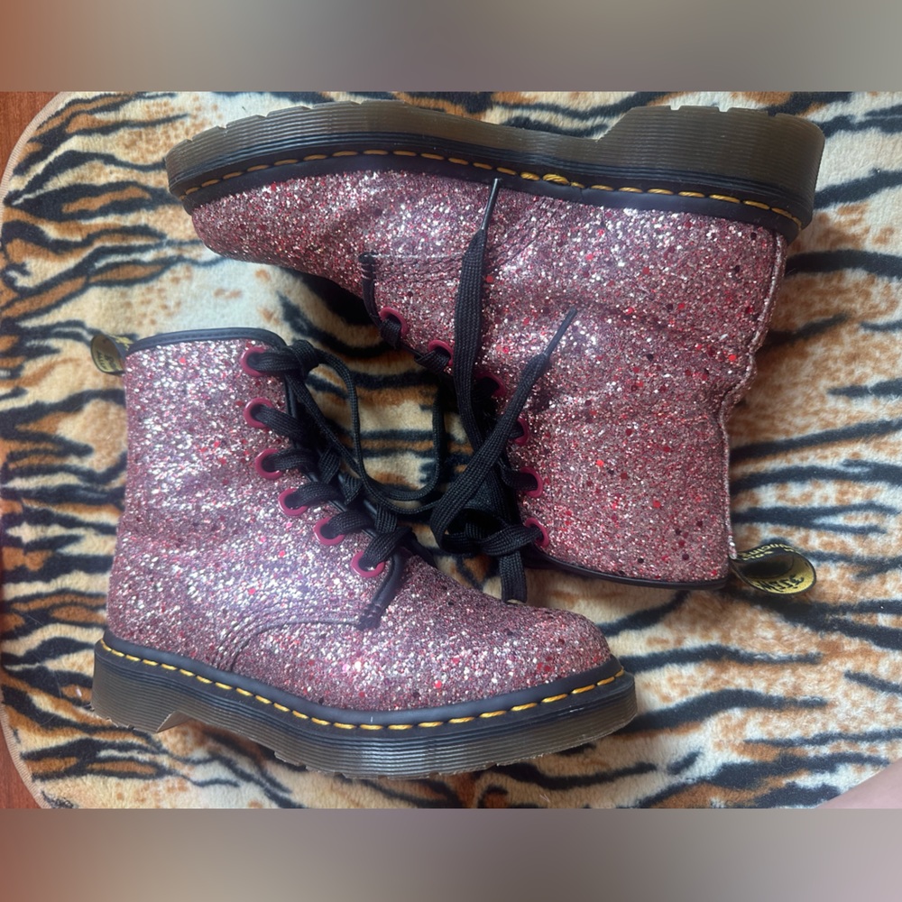 Dr. Martens Rose Gold Glitter Lace-Up Boots